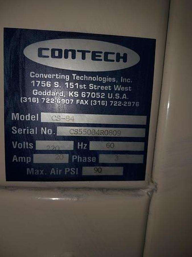 Used 84" Contech Model CS-84 Single Knife Sheeter with Tidland Shear Slitting