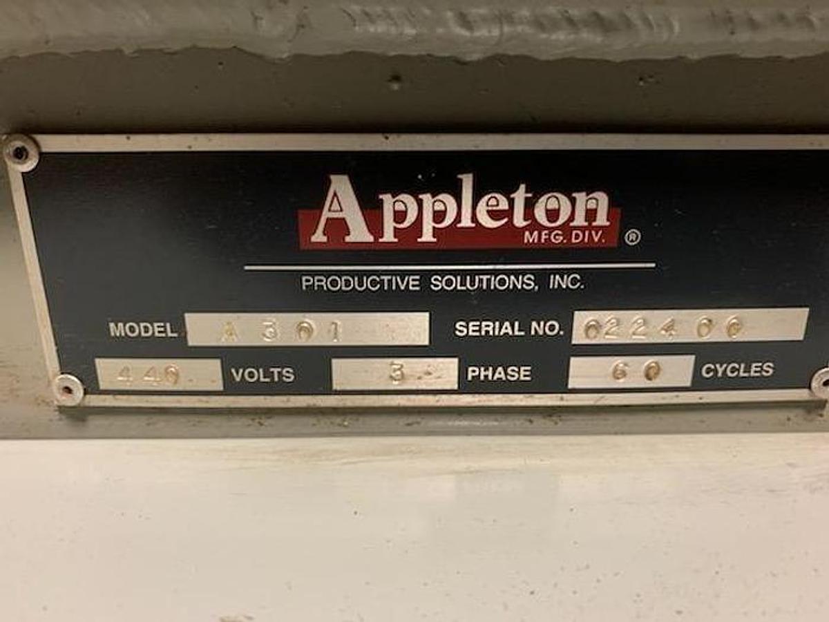 Used Appleton 210 128" Semi-Automatic Core Cutter, 3" Cores