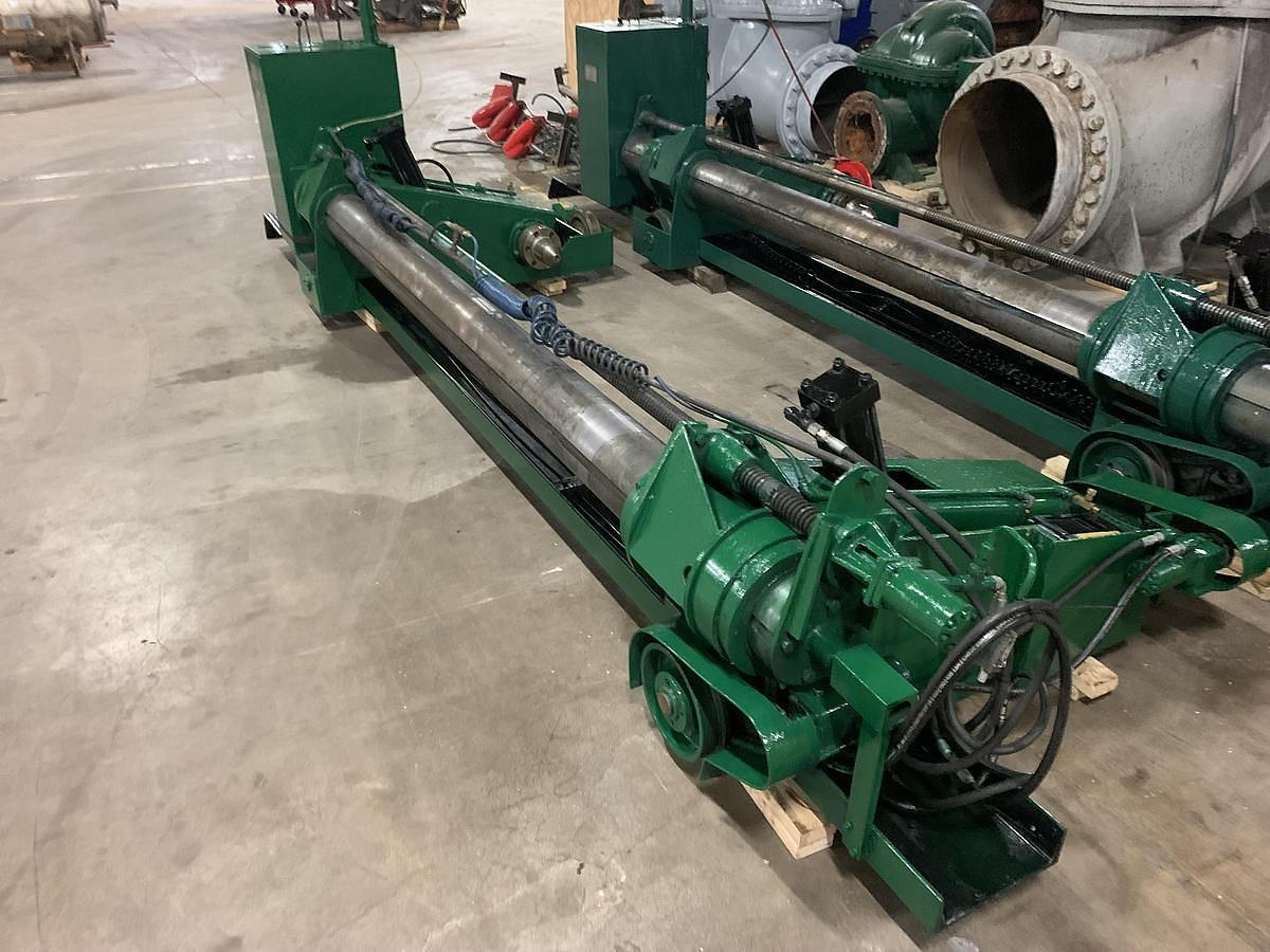 Used 87" S&S Shaftless Floor Pick Up Unwind Stands 60" Diameter