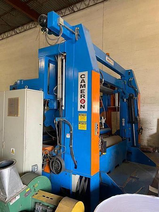 Used 100" Elite Cameron Two Drum Winder Model T4400; 60" Rewind Diameter 3500 Fpm