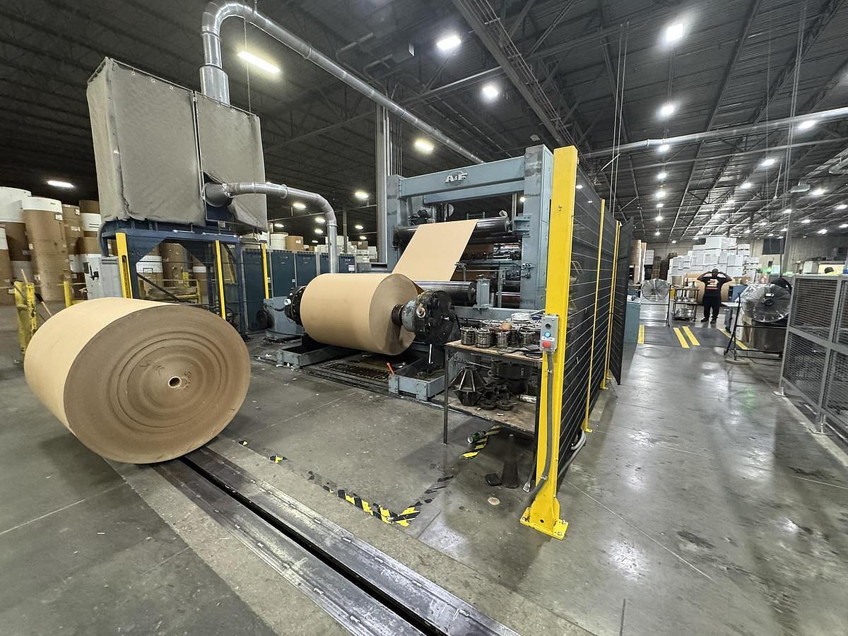 Used 95" A&F Model RDE Two Drum Slitter Rewinder - Shaftless 72" Diameter Rewind