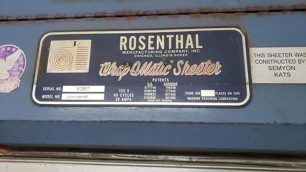 Used 36" Rosenthal Sheeter Model WA-5-3HVE