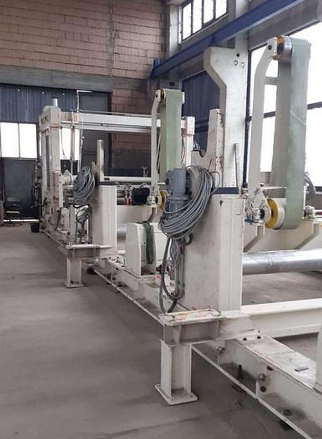 Used 104" (2.65M) Toschi Two Drum Tissue Slitter Rewinder 3 Unwind Stands