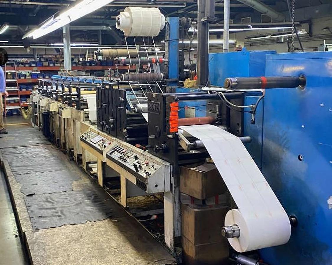Used Rotopress 6516 16" 8 Color Flexo Press with 3 Die Stations - 1999