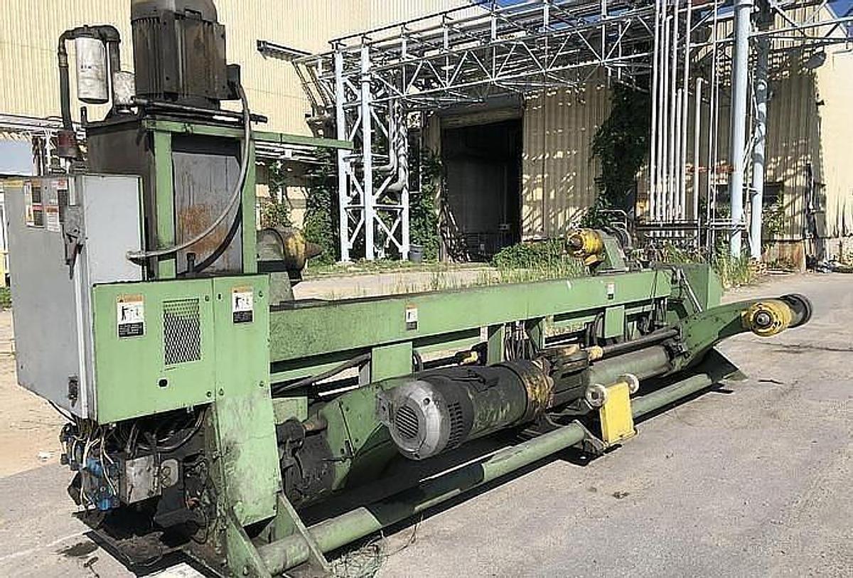 Used Marquip 112" x 60" Dia. Dual Shaftless Floor Pickup Unwind Stand