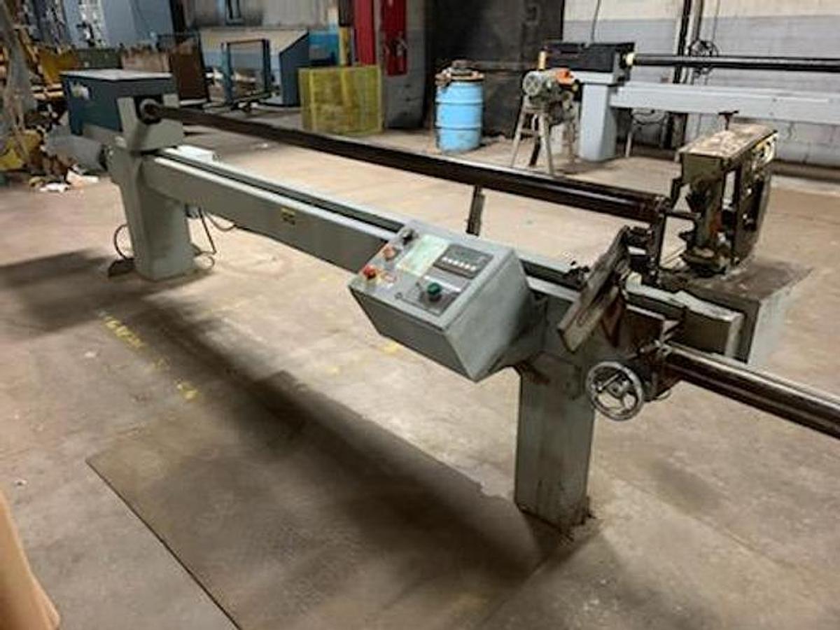 Used Appleton 210 128" Semi-Automatic Core Cutter, 3" Cores