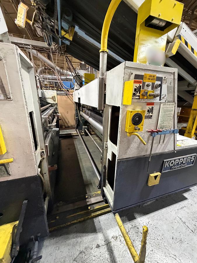 Used Koppers 66" × 113" 2-Color Flexo Rotary Die Cutter / Slotter Line with AG Stacker & Exit Conveyor