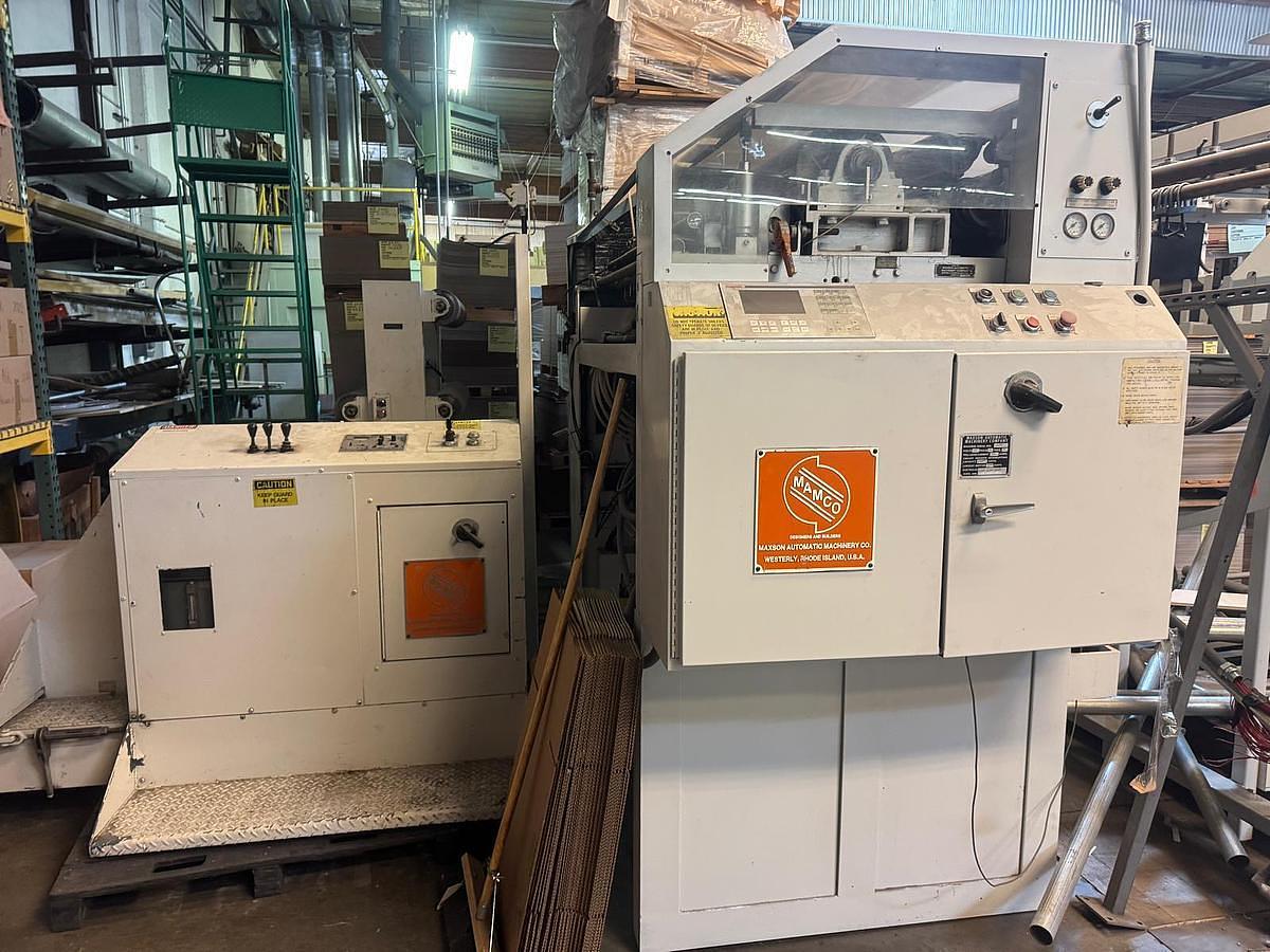 Used Maxson 49" Rotary Sheeter with Shaftless Floor Pickup Unwind