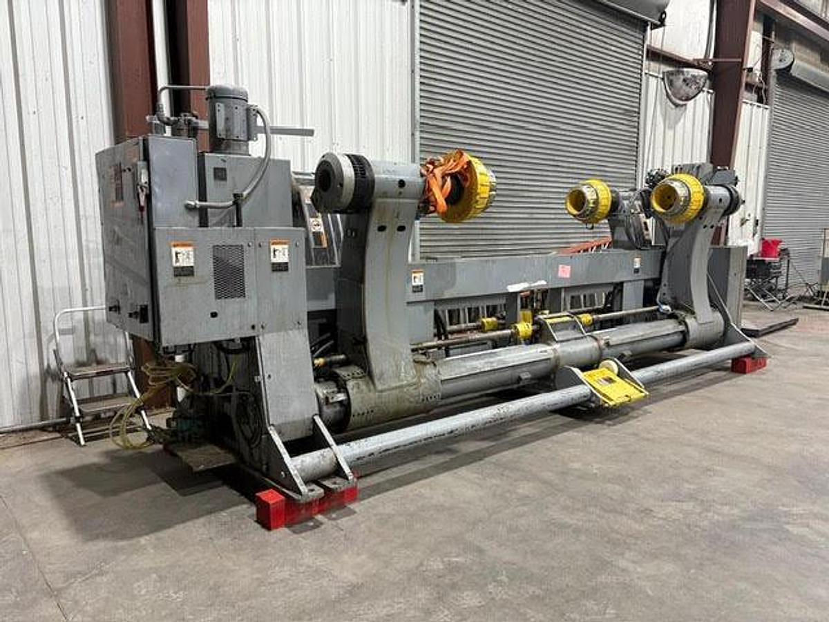 Used Marquip 72" x 72" Dual Shaftless Floor Pickup Unwind Stand 1999