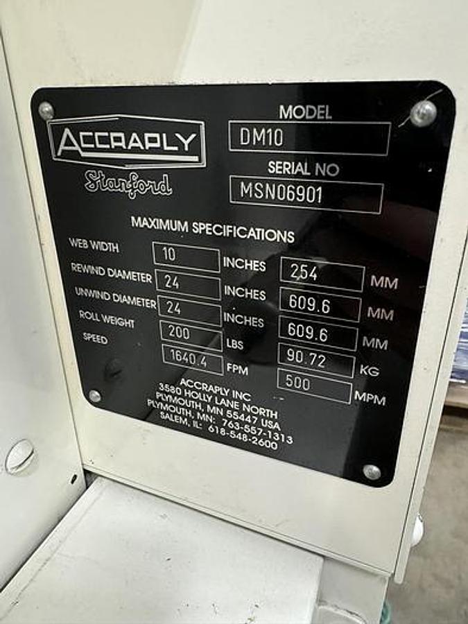 Used 10" Accraply Stanford Model DM10 Doctor Machine Mfg 2011 - New HMI 2020