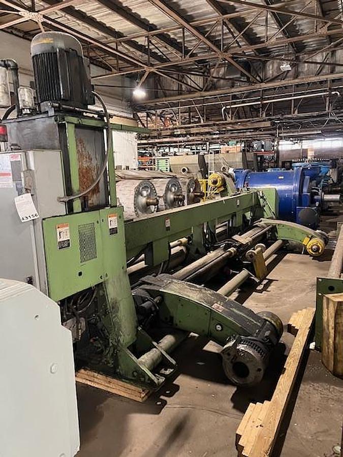 Used Marquip 112" x 60" Dia. Dual Shaftless Floor Pickup Unwind Stand