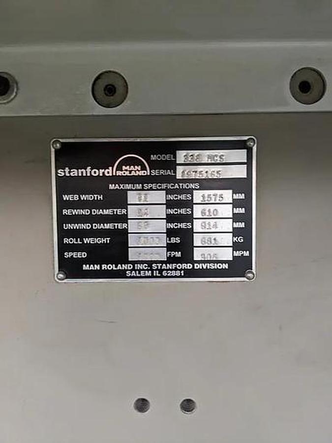 Used Stanford 338 MCS 62" Duplex Slitter Rewinder