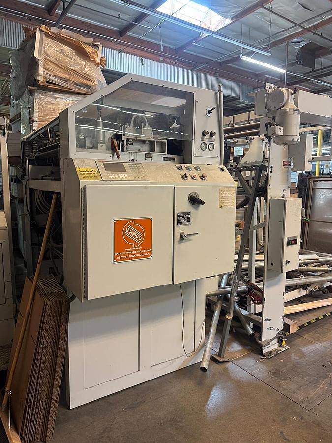 Used Maxson 49" Rotary Sheeter with Shaftless Floor Pickup Unwind
