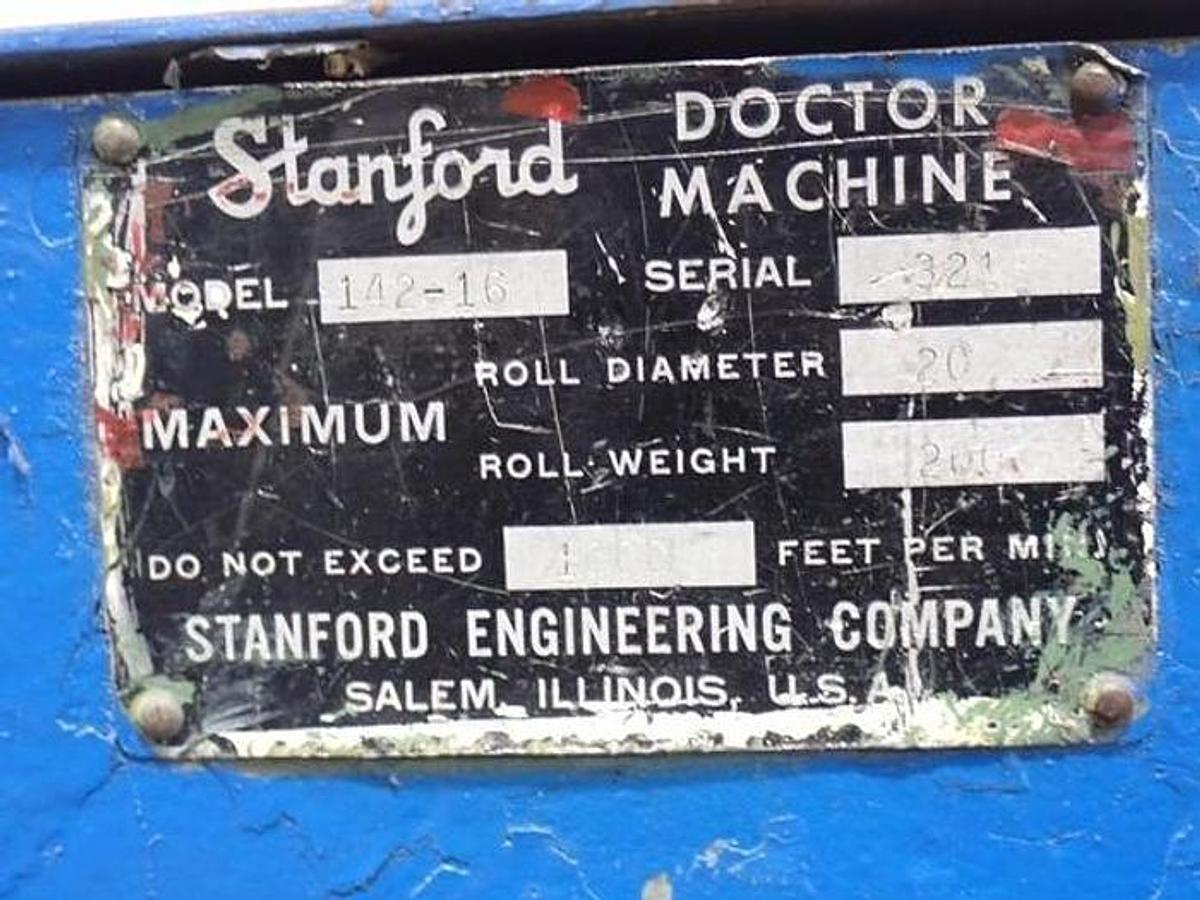 Used 16" Stanford 142 Doctor Rewinder 20" Max Diameter