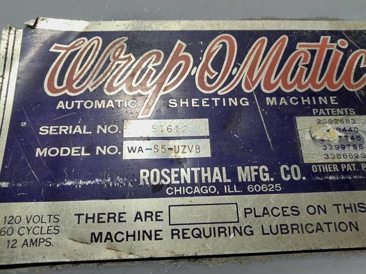 Used 60" Rosenthal Sheeter Model WAS-S5-UZV8 with Razor Slitting