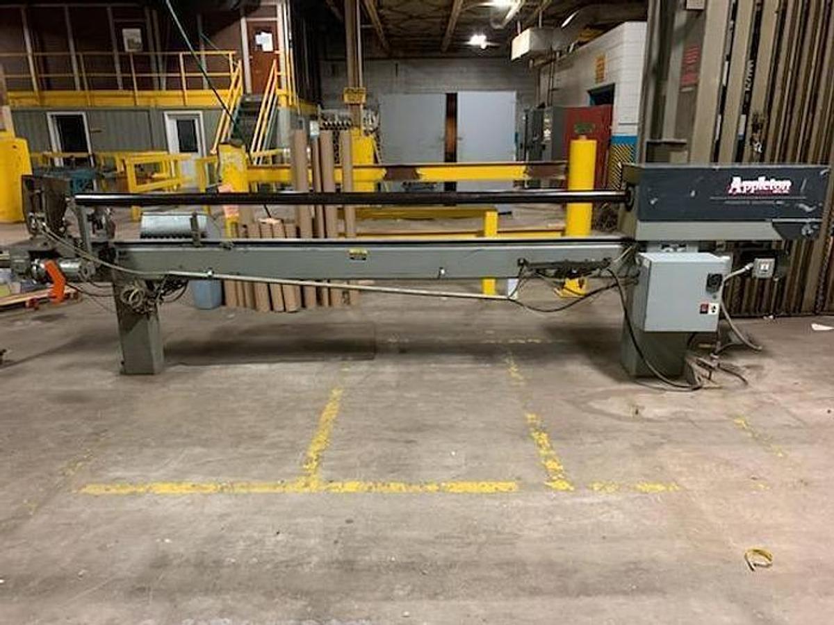 Used Appleton 210 128" Semi-Automatic Core Cutter, 3" Cores