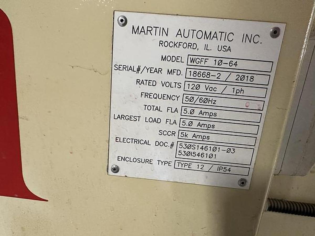 Used 64" Martin Automatic Model WGFF 10-64 Turn Bar System Manufactured 2018