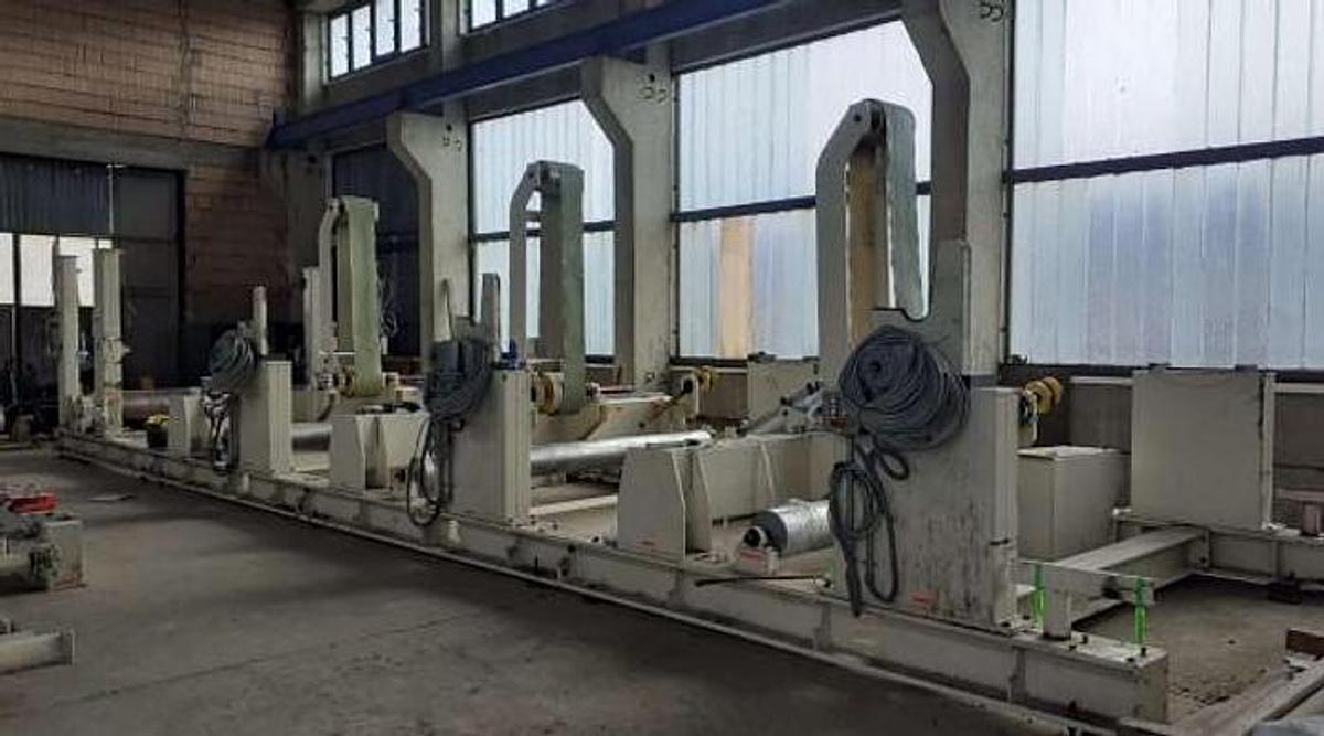 Used 104" (2.65M) Toschi Two Drum Tissue Slitter Rewinder 3 Unwind Stands