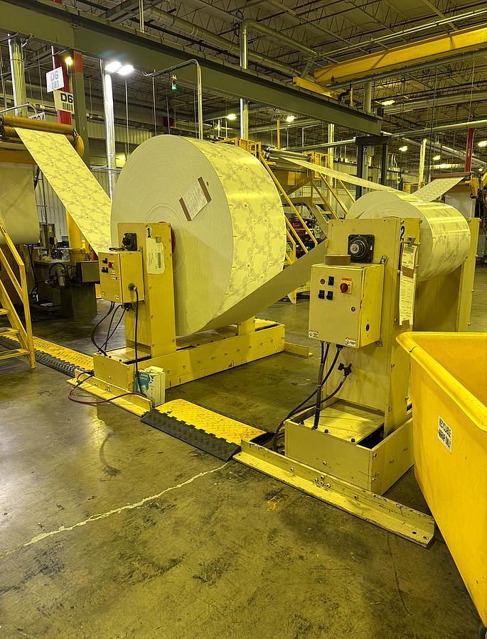 Used 44" Peerless Shaftless Roll Unwind Stand 72" Diameter (30 Units Available)
