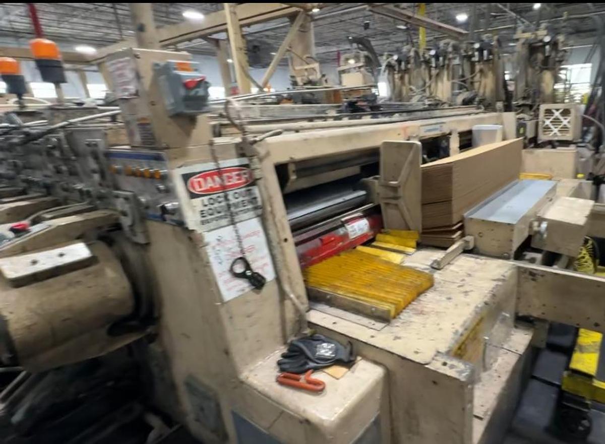 Used 1993 Langston 37" x 97" 3-Color Flexo Folder Gluer Full Line with Inline Rotary Die Cutter