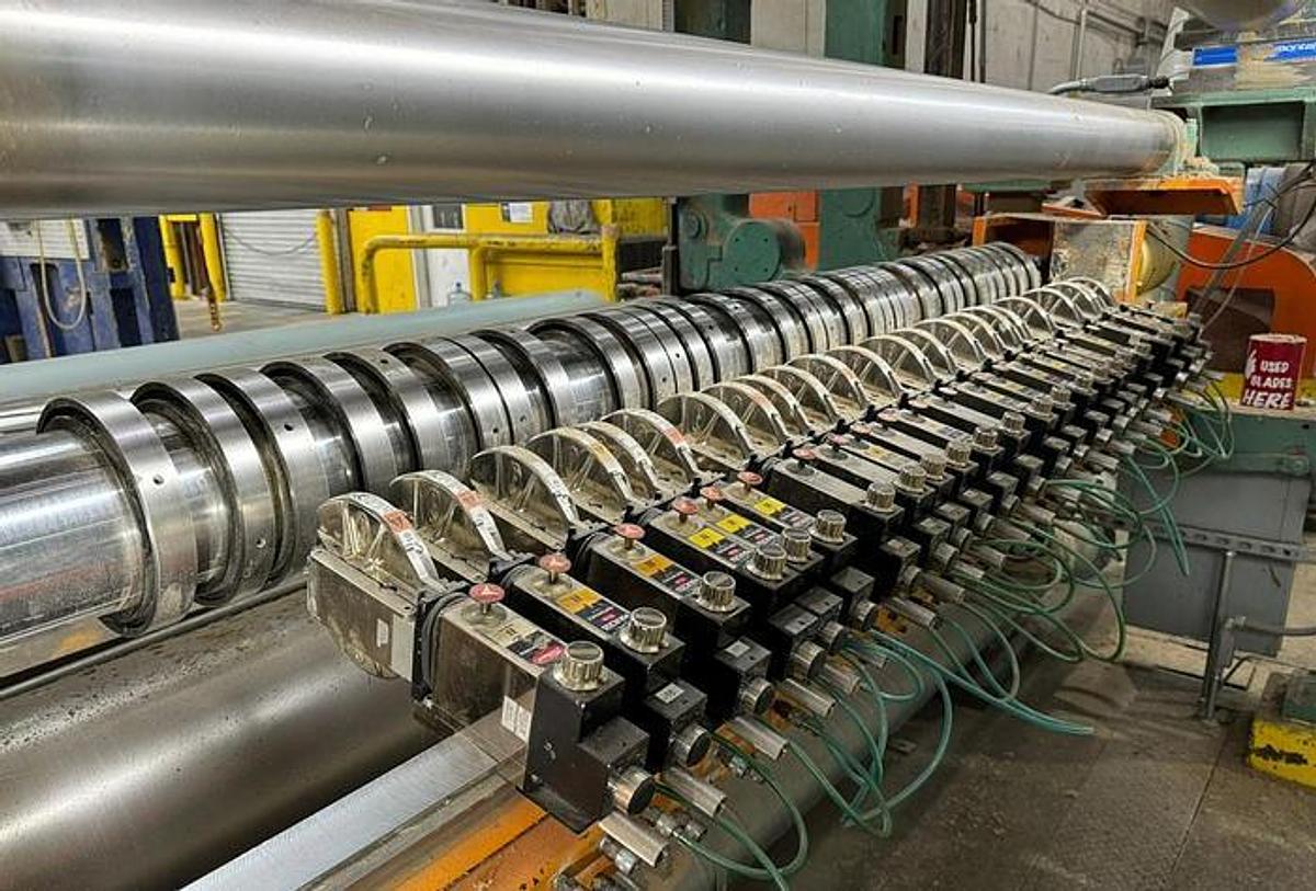Used 92" Langston Two Drum Slitter Rewinder 72" Diameter Tidland Slitting