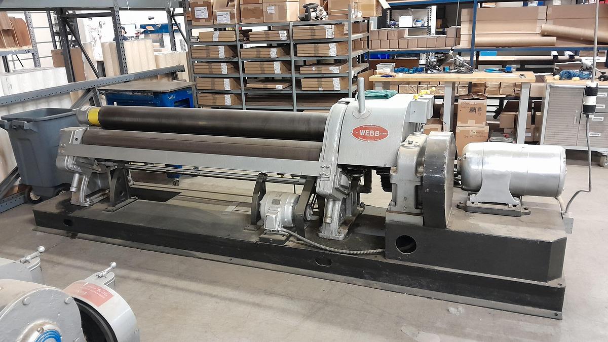 Used Webb 7’2” x 1/4” Plate Bending Roll | Model R3LR | 86” x .250” 3-Roll Plate Roller