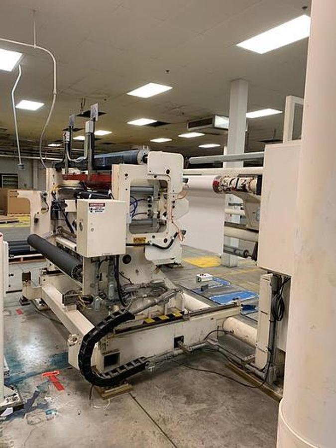 Used 66" Geometrics Shaftless Turret Unwind with Splicing 40" OD Capacity