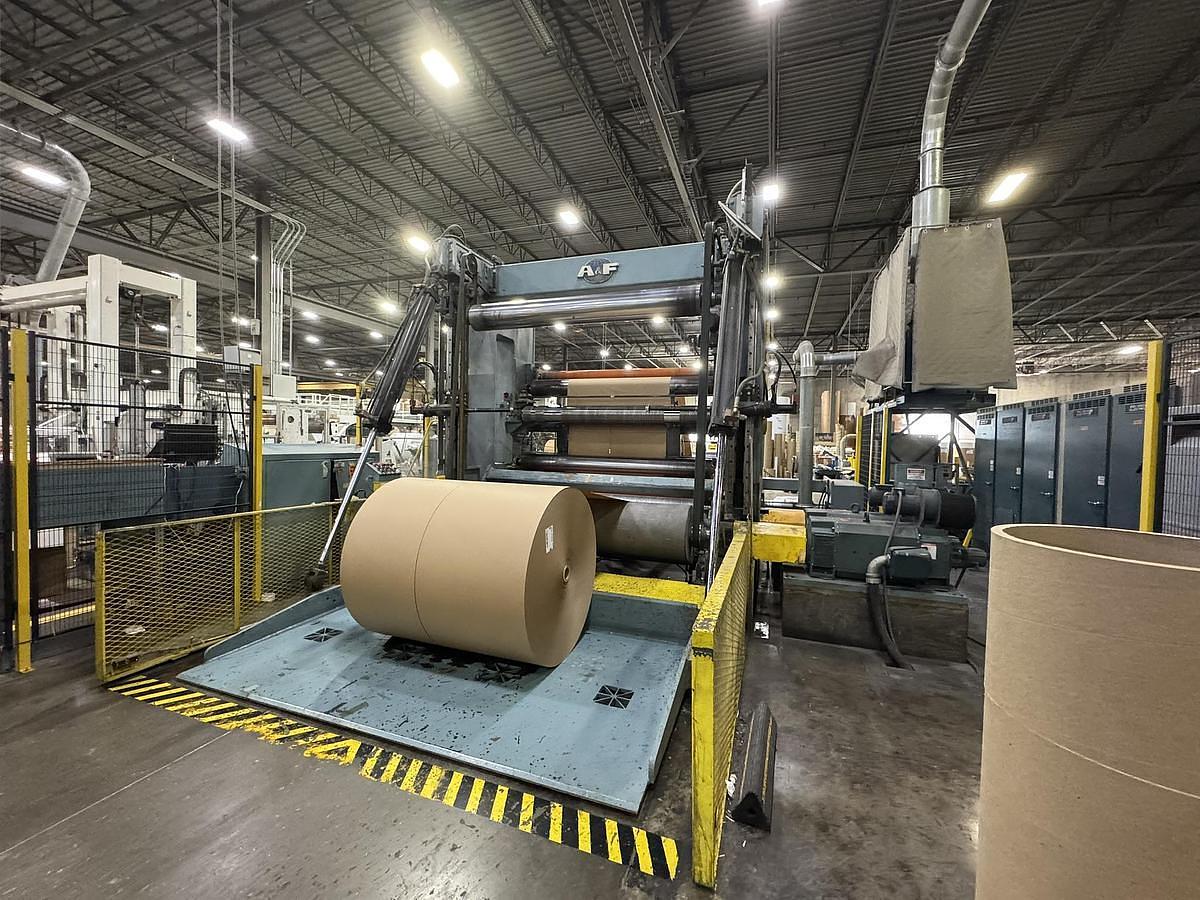 Used 95" A&F Model RDE Two Drum Slitter Rewinder - Shaftless 72" Diameter Rewind