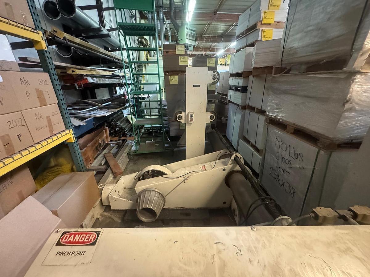 Used Maxson 49" Rotary Sheeter with Shaftless Floor Pickup Unwind