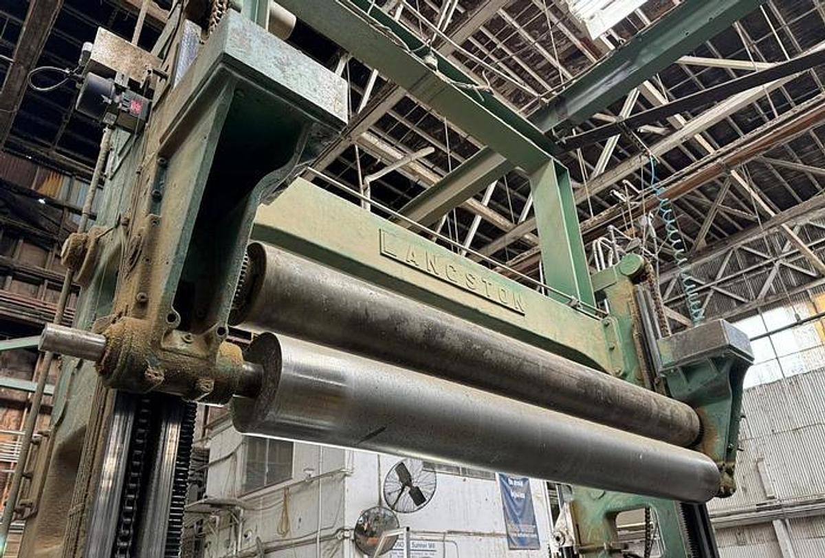 Used 92" Langston Two Drum Slitter Rewinder 72" Diameter Tidland Slitting