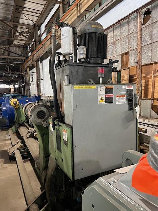 Used Marquip 112" x 60" Dia. Dual Shaftless Floor Pickup Unwind Stand