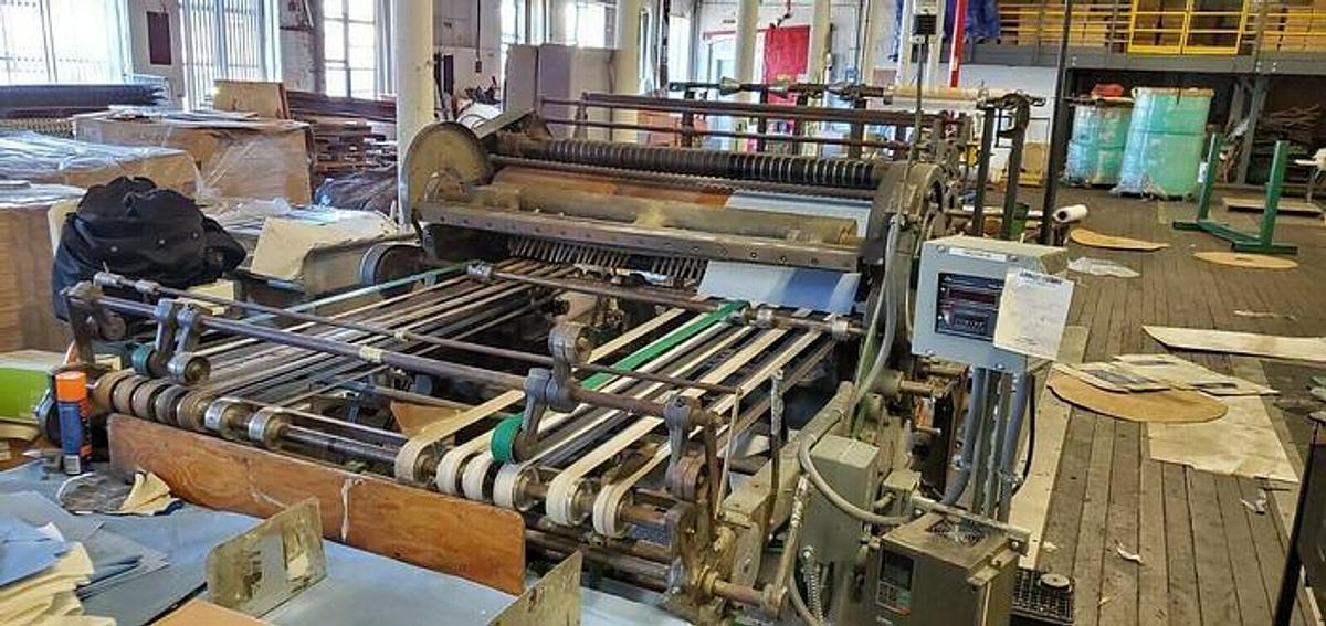 Used Beck 55" Rotary Knife Sheeter with Output Belt Conveyor