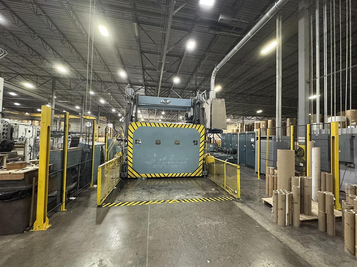 Used 95" A&F Model RDE Two Drum Slitter Rewinder - Shaftless 72" Diameter Rewind