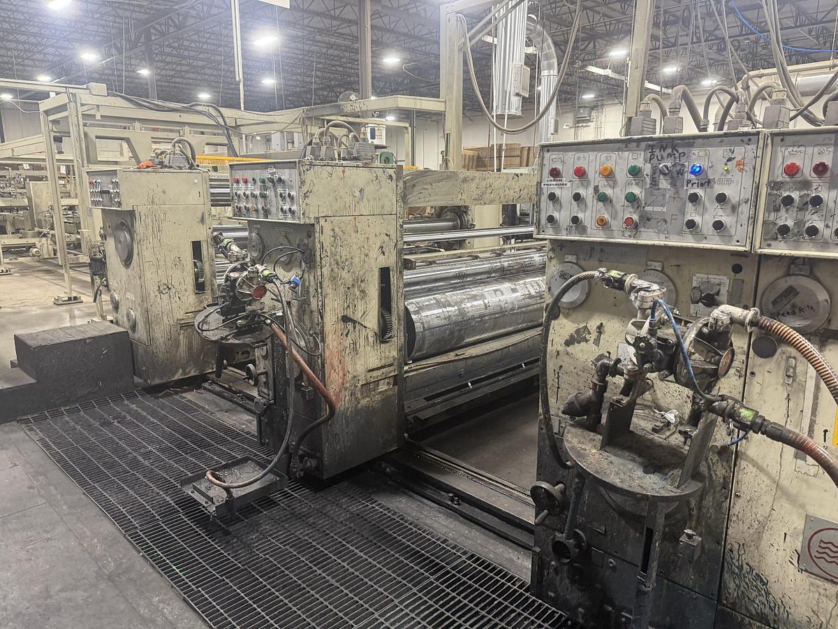 Used 53″ x 122″ Curioni Flexo Folder Gluer (1999) – 2 Color – SUN Lead Edge Feeder – Valco Glue – Computerized Setup