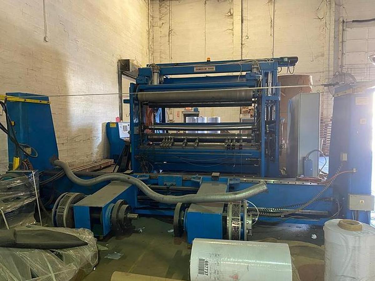 Used 100" Elite Cameron Two Drum Winder Model T4400; 60" Rewind Diameter 3500 Fpm