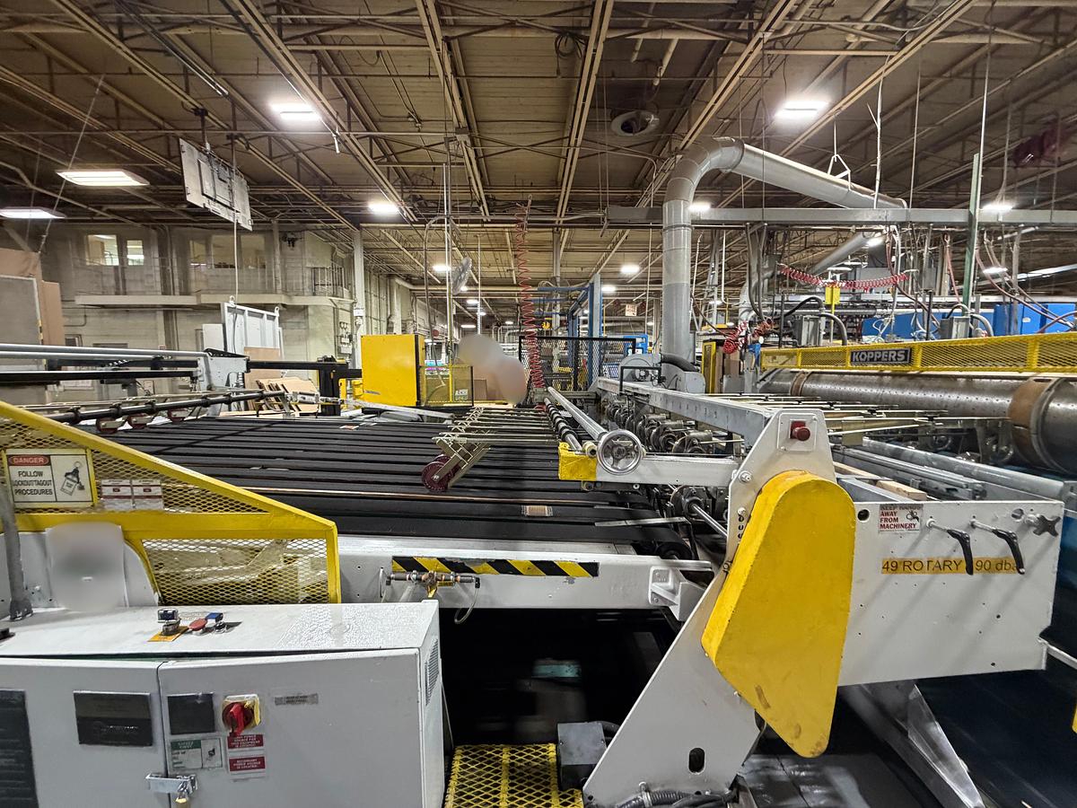 Used Koppers 66" × 113" 2-Color Flexo Rotary Die Cutter / Slotter Line with AG Stacker & Exit Conveyor