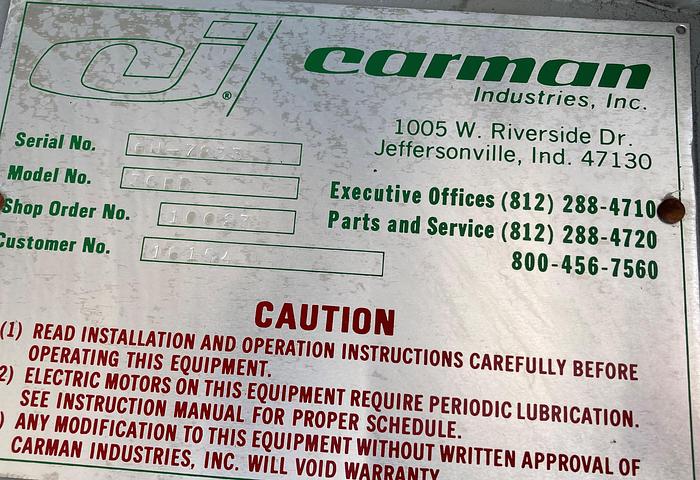 Used Carman approximately 17 cubic feet stainless steel hopper