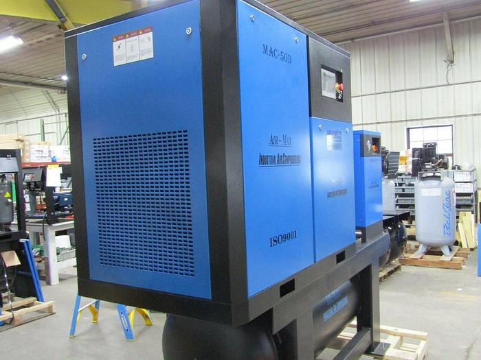 Air-Max 50hp. 208/240 VSD Industrial Rotary Screw air compressor W/dryer/filters/240 tank Air-Max Variable Speed Drive 12 Year AIR-MAX Warranty