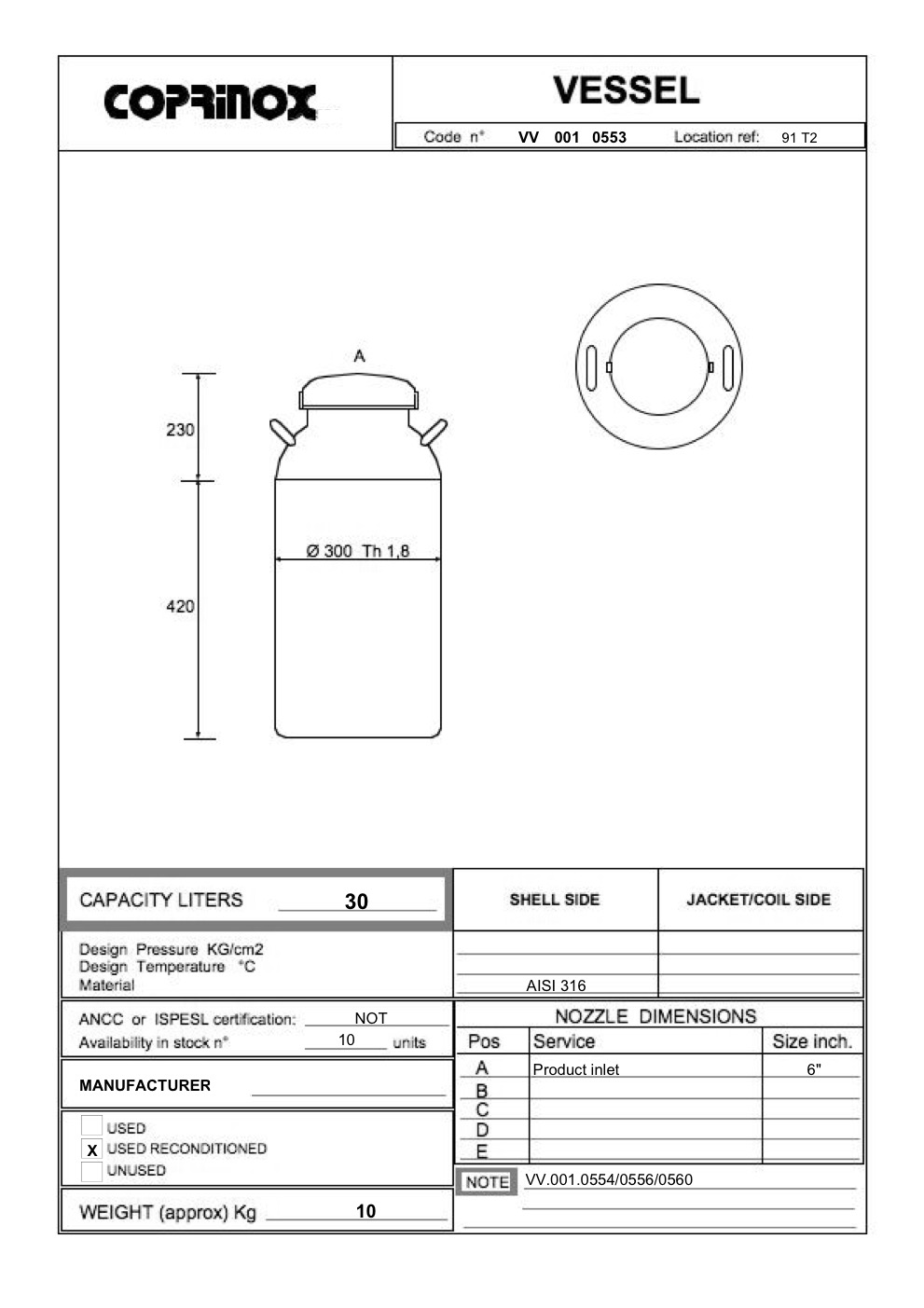 Usato Serbatoio da 30 Litri