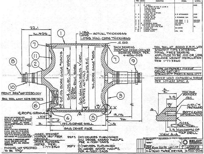 Used PAPER MACHINE COMPONENTS #11718