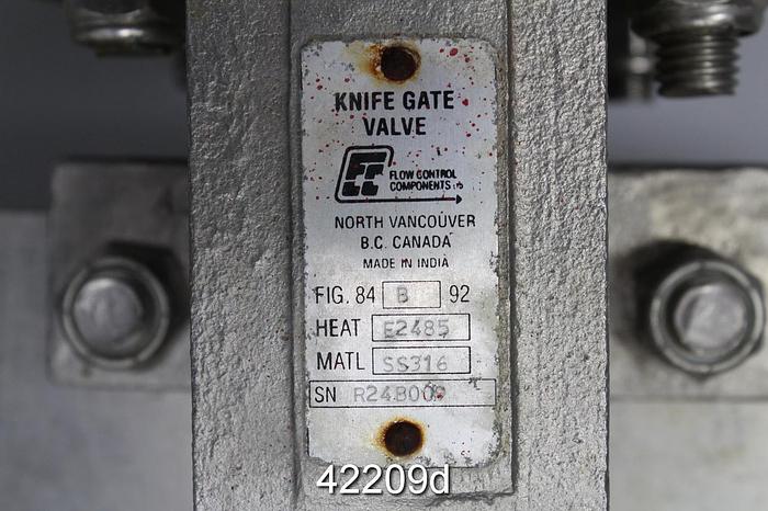 Used Flow Control Components 24" Hand Operated Knife Gate Valve #42209