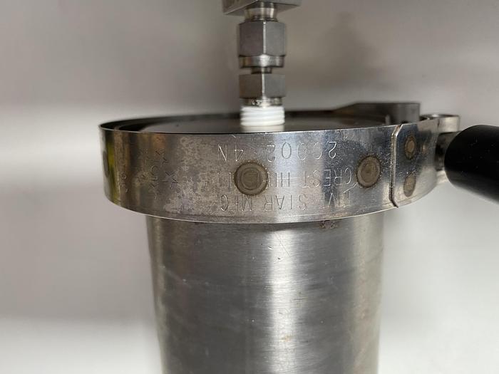 Used Stainless Steel Filter Housing 5" L x 3" Sanitary Fitting w/ Swagelok Valves