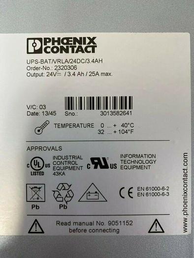 Used Phoenix Contact UPS-BAT/VRLS/24DC/3.4AH Battery Pack