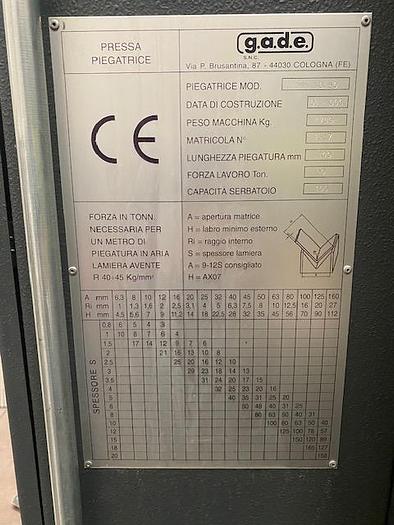 Usato PIEGATRICE IDRAULICA GADE 3050x50Ton.