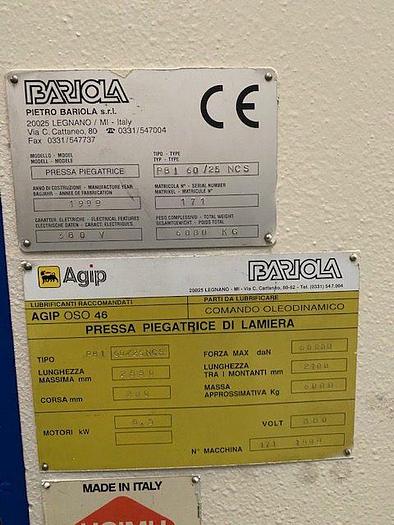 Usato Piegatrice idraulica BARIOLA 2,5mt 60Ton.