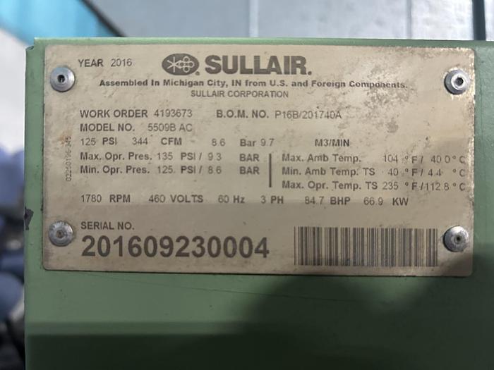 Used 2016 SULLAIR 5509B AC