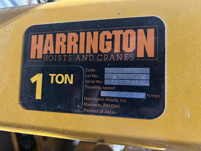 Used 2012 Harrington 1 TON HOISTS AND CRANES