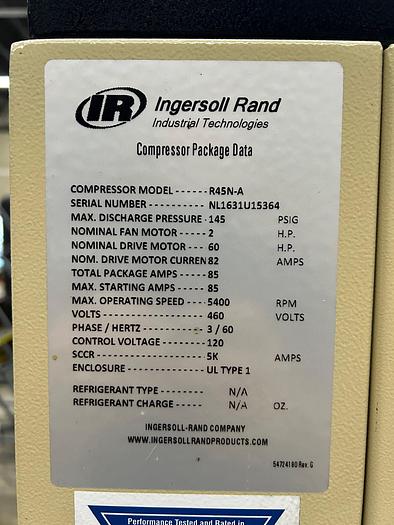 Used 2016 Ingersoll Rand R45n Nirvana VSD Efficiency