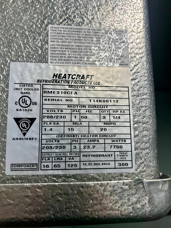 Used HEATCRAFT BME310CEA