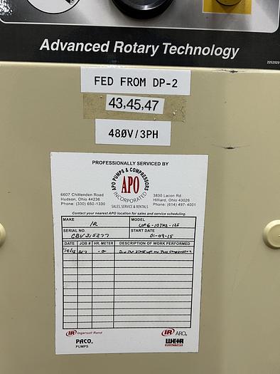 Used 2015 Ingersoll Rand UP6-10TAS-125 WDRY